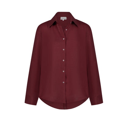 Maxi Linen Shirt - Cherry Red