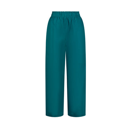 Wide Leg Linen Pants - Teal Green