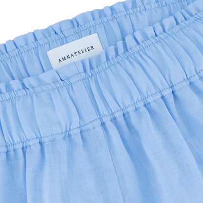 Wide Leg Linen Pants - Light Pastel Blue