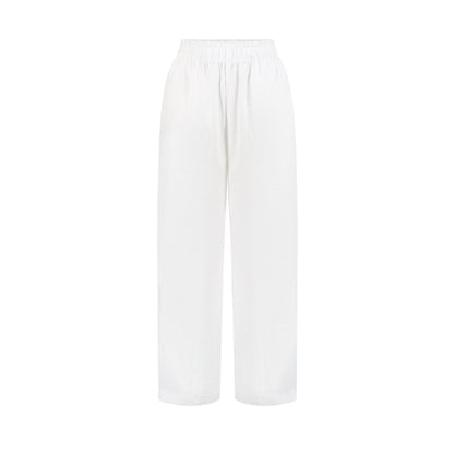 Wide Leg Linen Pants - White