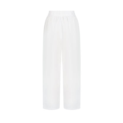 Wide Leg Linen Pants - White