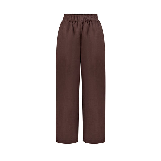 Wide Leg Linen Pants - Mocha