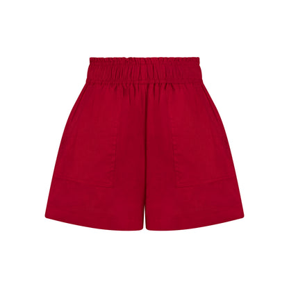 Cozy Linen Shorts - Passion Red