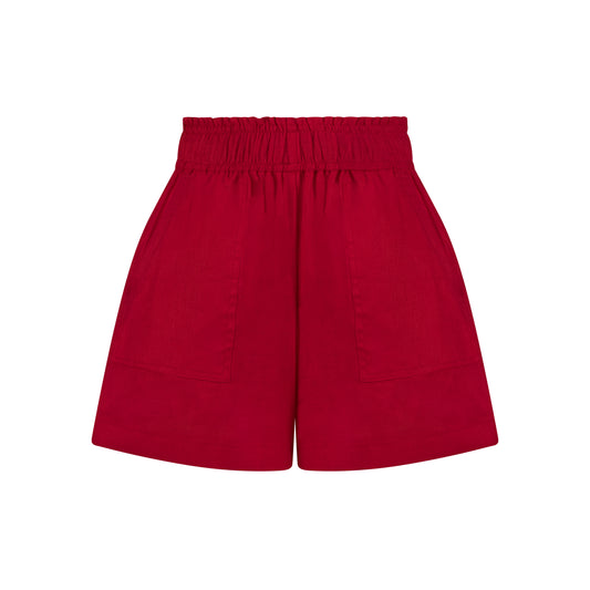 Cozy Linen Shorts - Passion Red