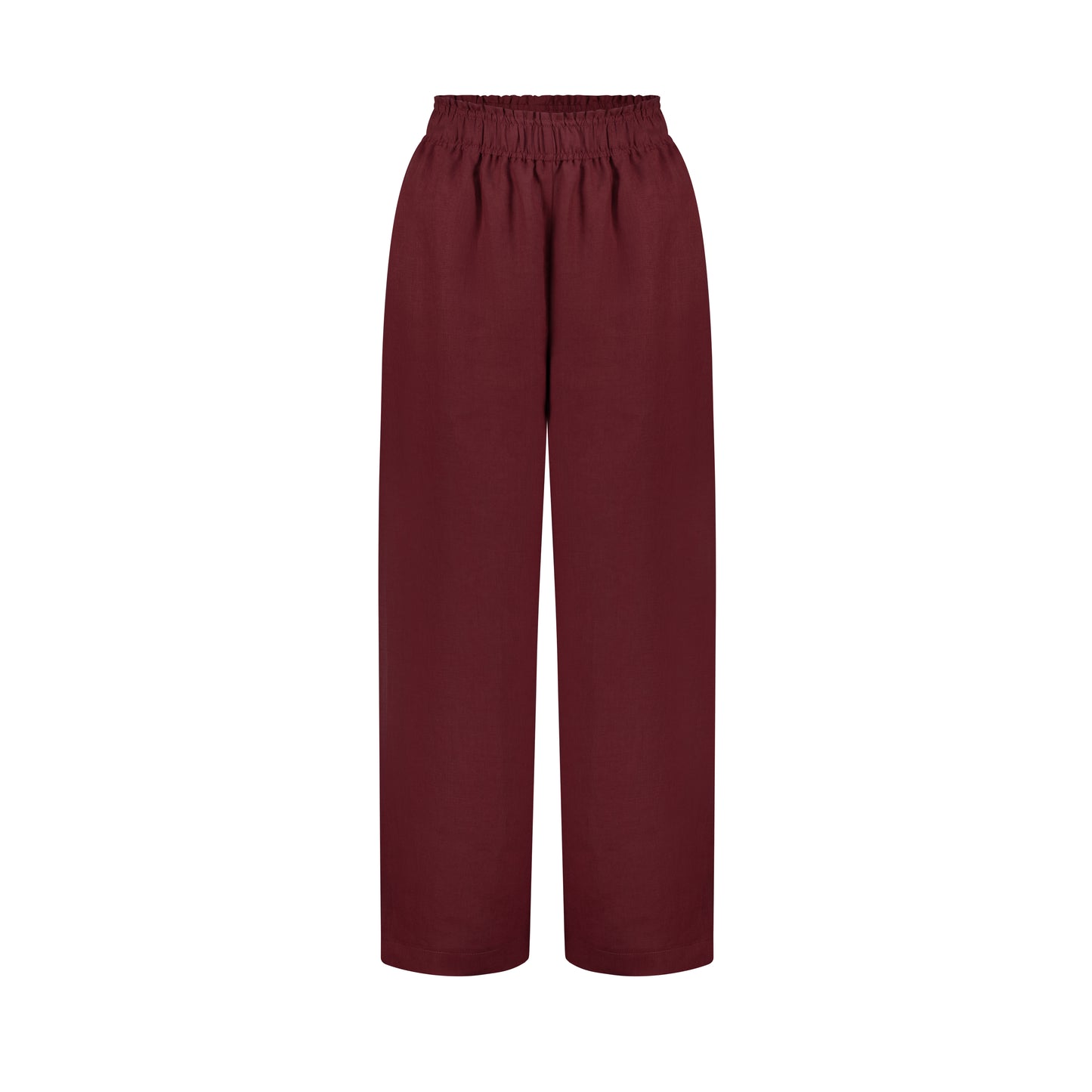 Wide Leg Linen Pants - Cherry Red