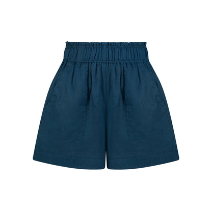 Cozy Linen Shorts - Petrol Blue