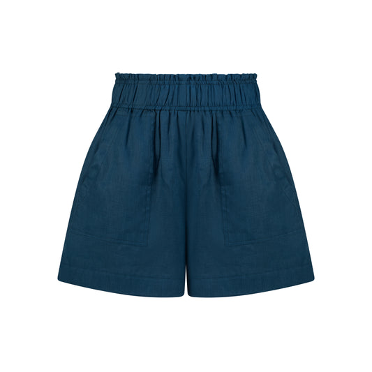 Cozy Linen Shorts - Petrol Blue