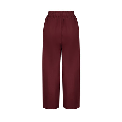 Wide Leg Linen Pants - Cherry Red