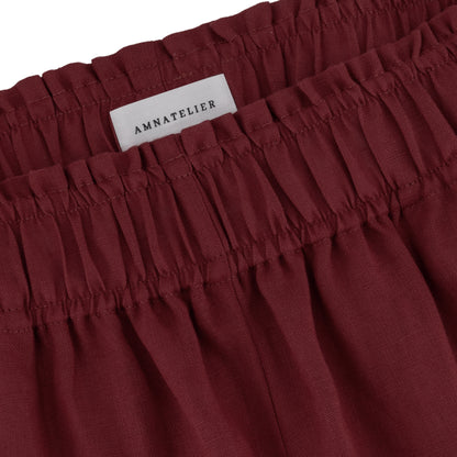 Wide Leg Linen Pants - Cherry Red