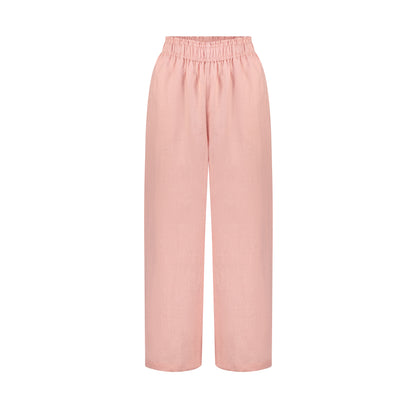 Wide Leg Linen Pants - Rose Quartz