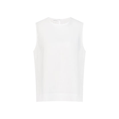 Sleeveless Linen Top - White