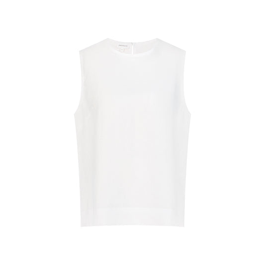 Sleeveless Linen Top - White