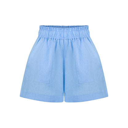 Cozy Linen Shorts - Light Pastel Blue