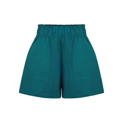 Cozy Linen Shorts - Teal Green