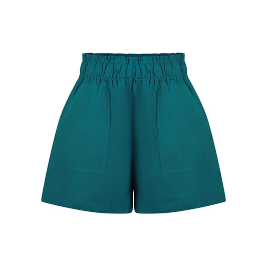 Cozy Linen Shorts - Teal Green