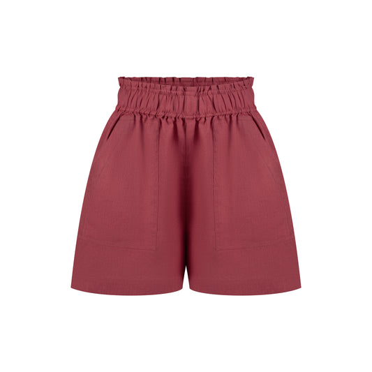 Cozy Linen Shorts - Shy Strawberry