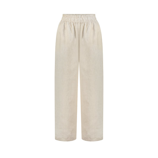Wide Leg Linen Pants - Natural Linen