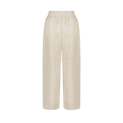Wide Leg Linen Pants - Natural Linen