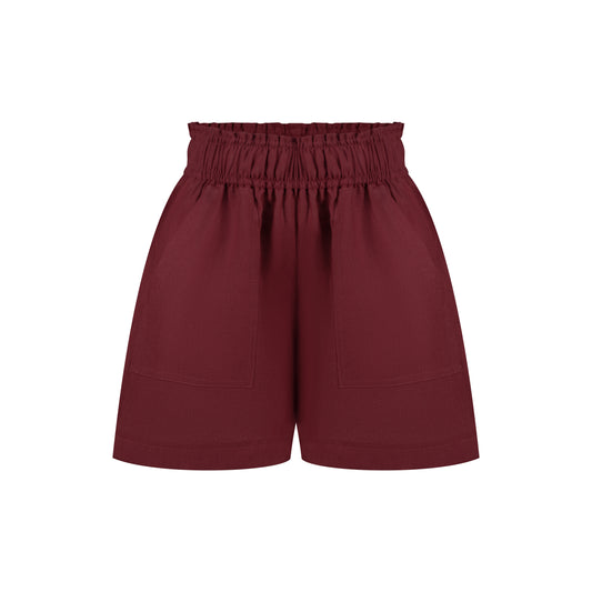 Cozy Linen Shorts - Cherry Red