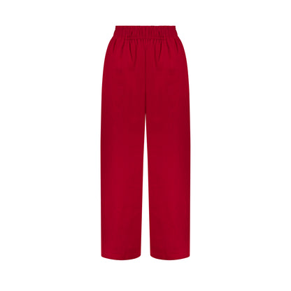 Wide Leg Linen Pants - Passion Red