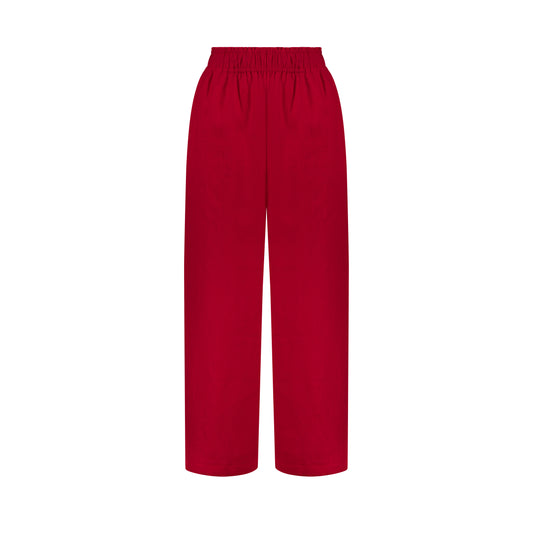 Wide Leg Linen Pants - Passion Red