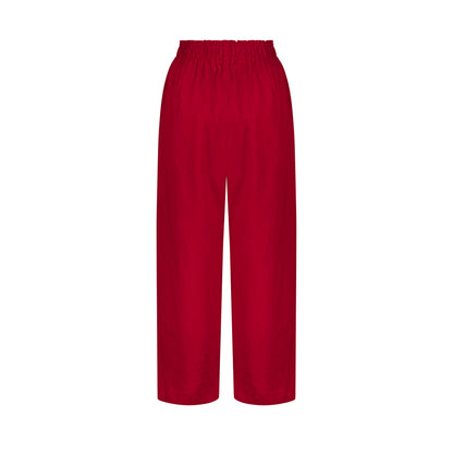 Wide Leg Linen Pants - Passion Red
