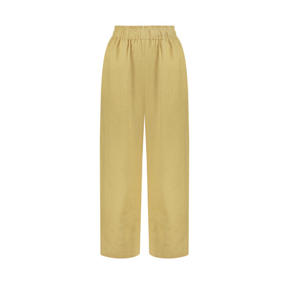 Wide Leg Linen Pants - Butter Yellow