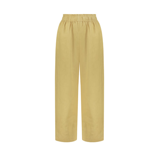 Wide Leg Linen Pants - Butter Yellow