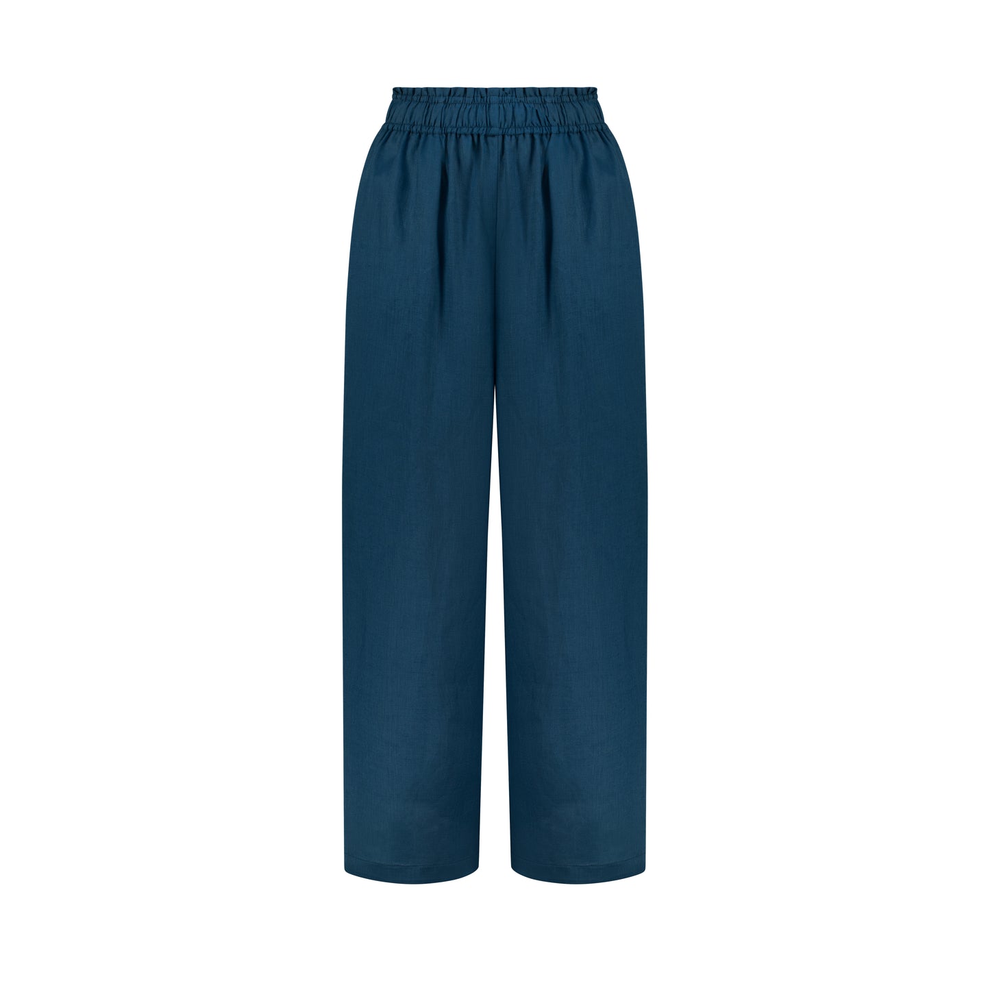 Wide Leg Linen Pants - Petrol Blue