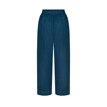 Wide Leg Linen Pants - Petrol Blue