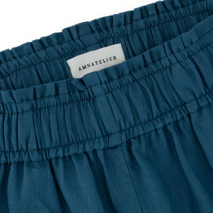 Wide Leg Linen Pants - Petrol Blue