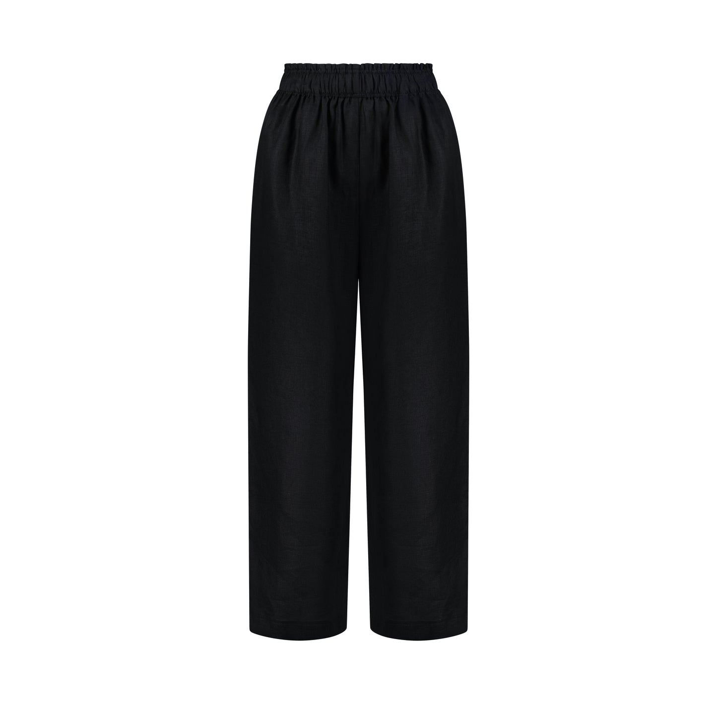 Wide Leg Linen Pants - Black