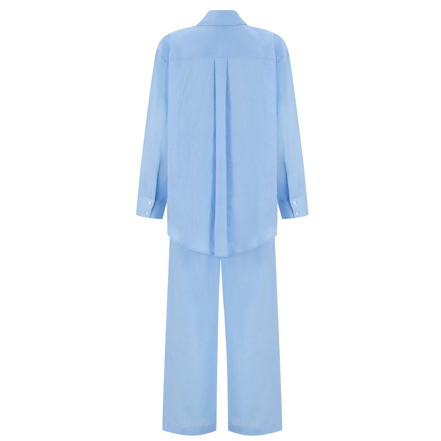 Wide Leg Linen Pants - Light Pastel Blue