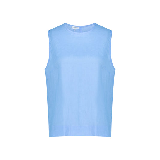 Sleeveless Linen Top - Light Pastel Blue