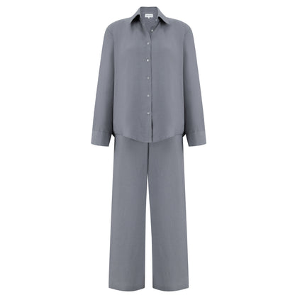 Wide Leg Linen Pants - Dove Gray