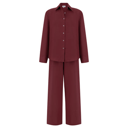 Maxi Linen Shirt - Cherry Red