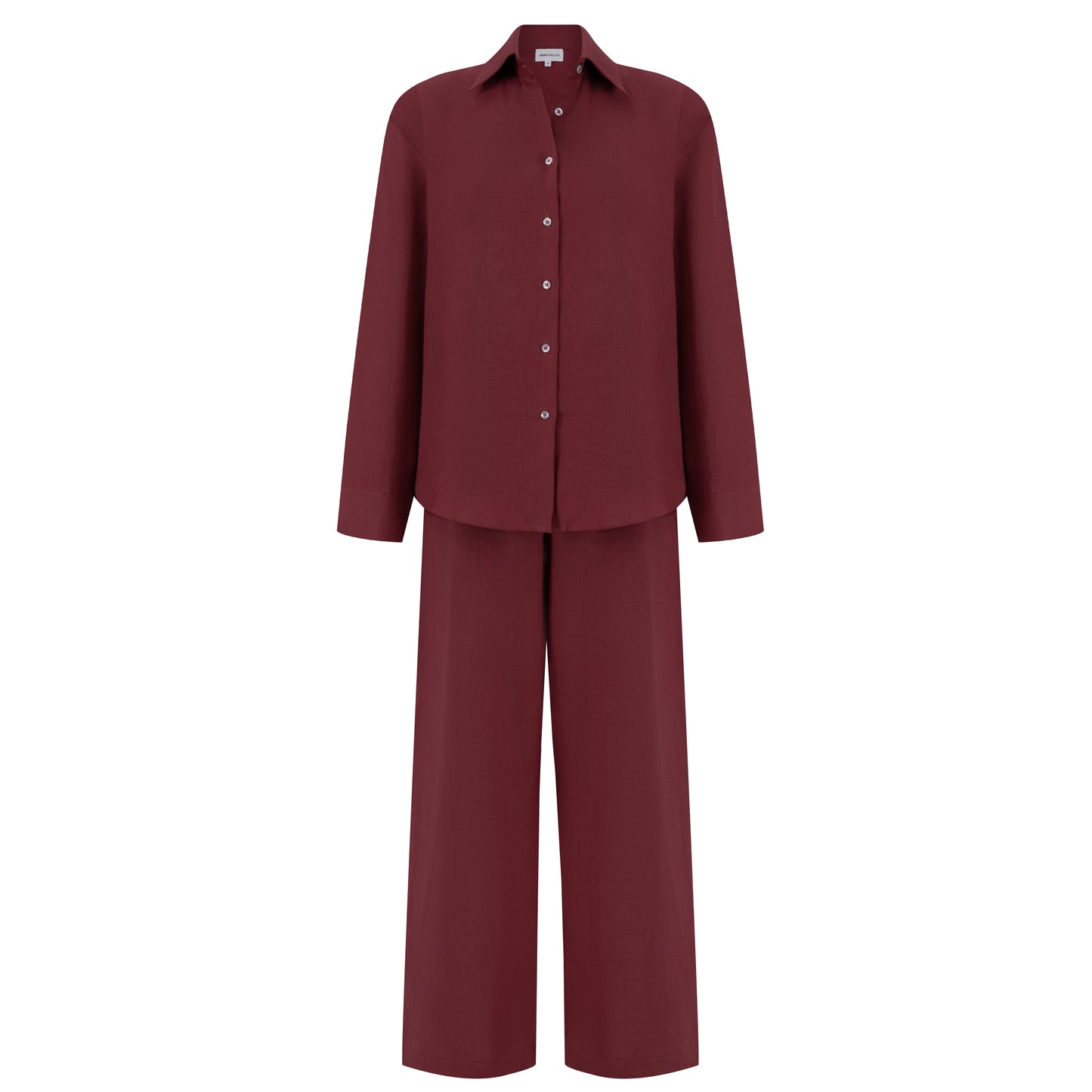 Wide Leg Linen Pants - Cherry Red