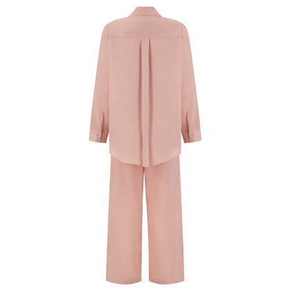 Wide Leg Linen Pants - Rose Quartz