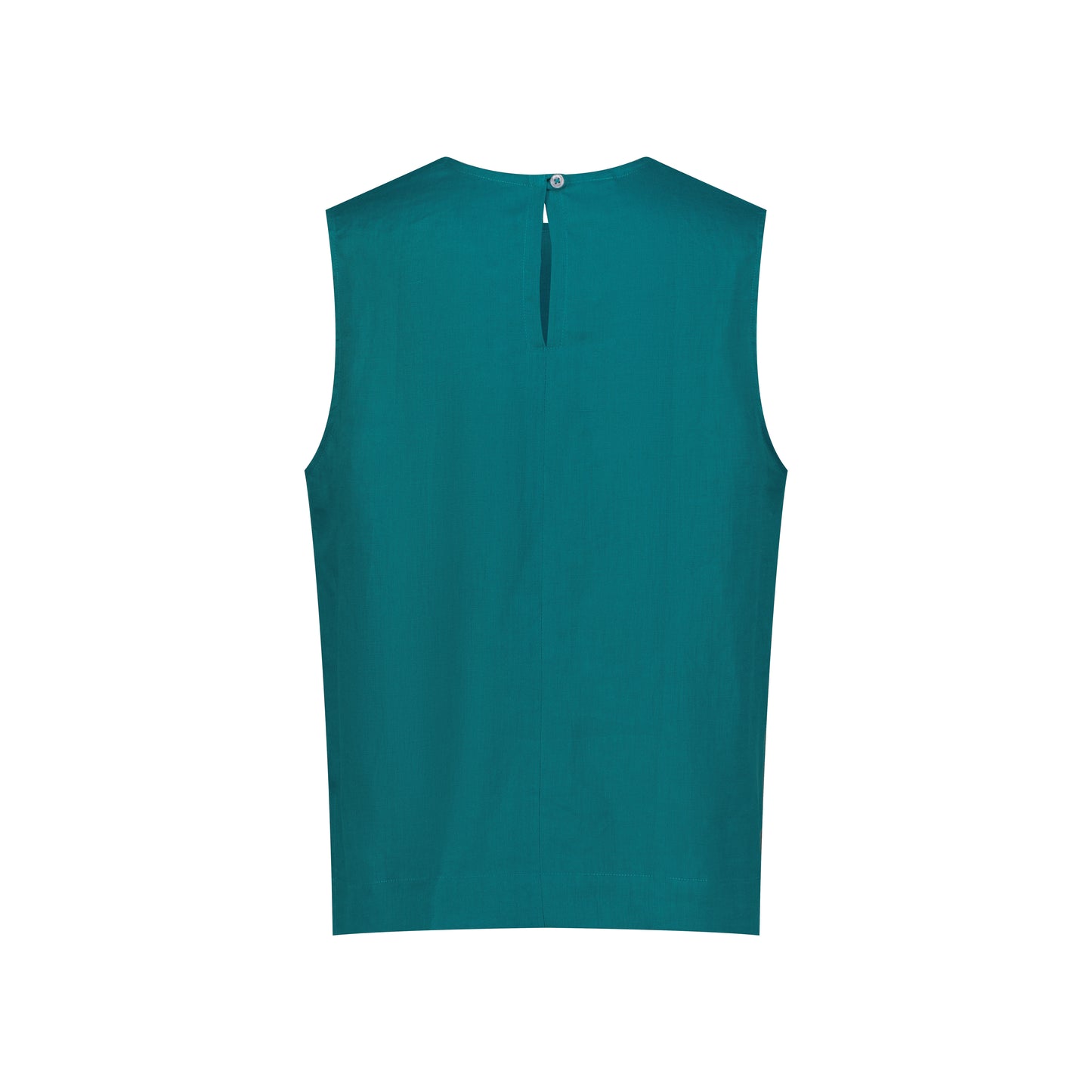 Sleeveless Linen Top - Teal Green