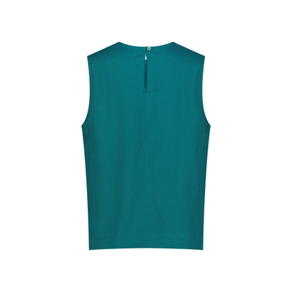 Sleeveless Linen Top - Teal Green