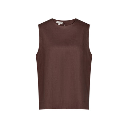 Sleeveless Linen Top - Mocha