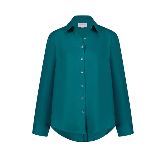 Maxi Linen Shirt - Teal Green