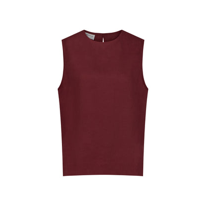 Sleeveless Linen Top - Cherry Red