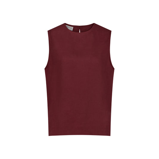 Sleeveless Linen Top - Cherry Red