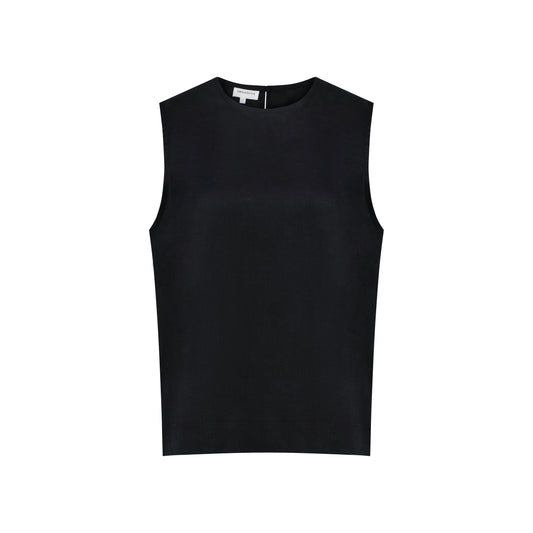 Sleeveless Linen Top - Black