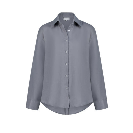 Maxi Linen Shirt - Dove Grey