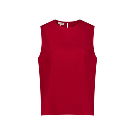 Sleeveless Linen Top - Passion Red
